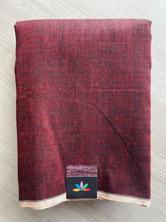 Double Tone (Maroon/Black) Simple Linen Saree - 30787