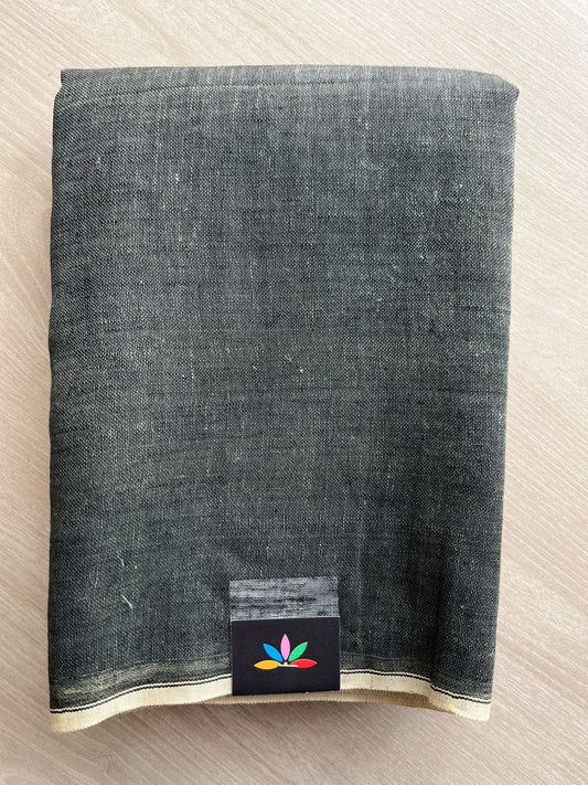Double Tone (Black/Beige) Simple Linen Saree - 30788