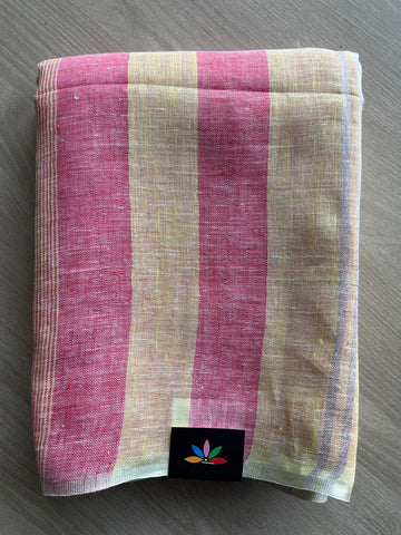 Multi Color Partly Pallu Simple Linen Saree - 30789