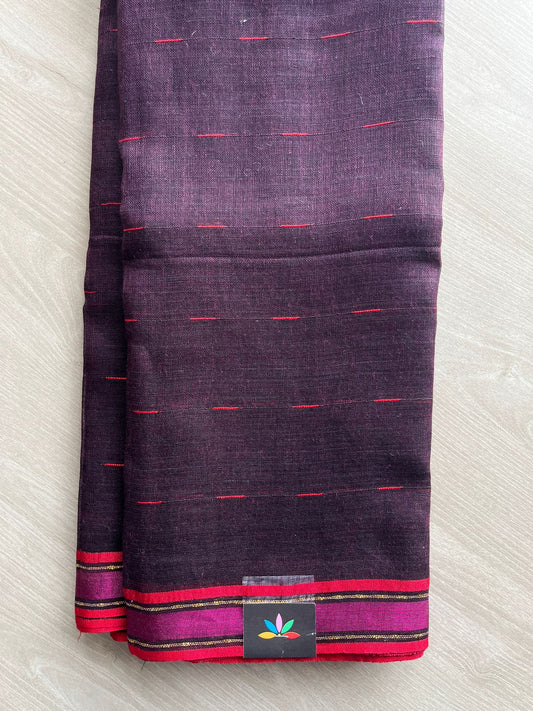 Deep Purple Simple Linen Saree - 30797