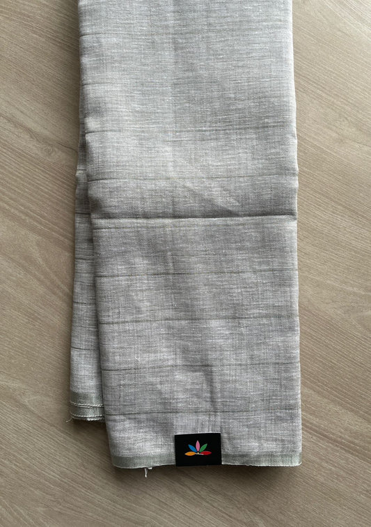 Steel Gray Simple Linen Saree - 30804