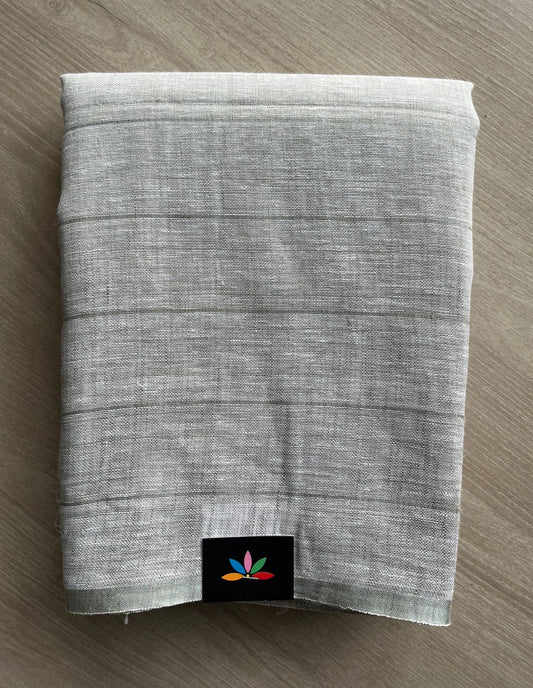 Steel Gray Simple Linen Saree - 30804