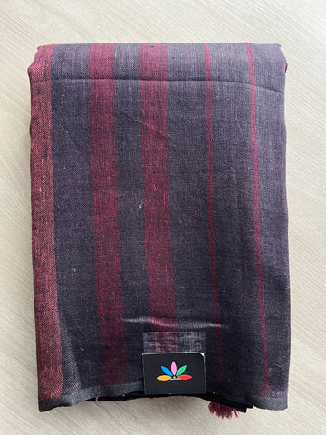 Maroon & Charcoal Gray Simple Linen Saree - 30808-30809