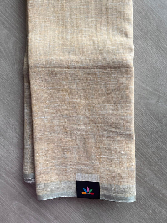 Double Tone (Very Pale Orange/White) Simple Linen Saree - 33762