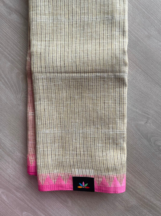 Simple Linen Saree - 33776-33777