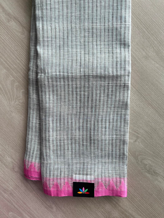 Simple Linen Saree - 33778-33779