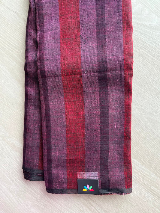 Multi Color Stripes Simple Linen Saree - 33782-33783
