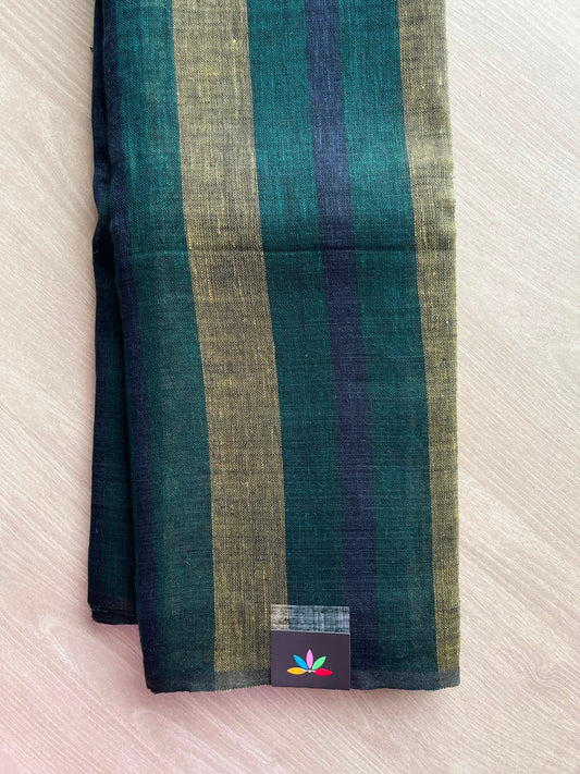 Multi Color Stripes Simple Linen Saree - 33786-33787