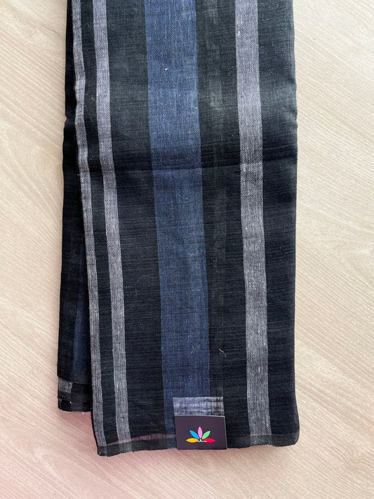 Multi Color Stripes Simple Linen Saree - 33788-33789
