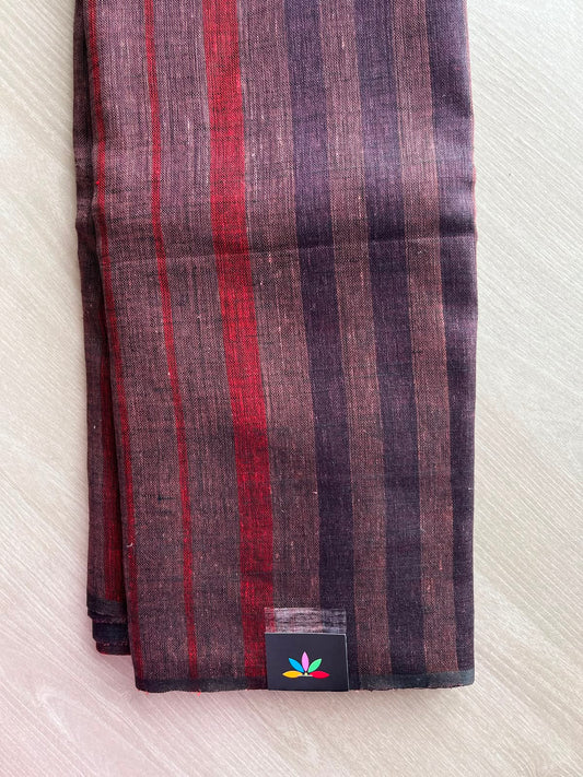 Multi Color Stripes Simple Linen Saree - 33790-33791