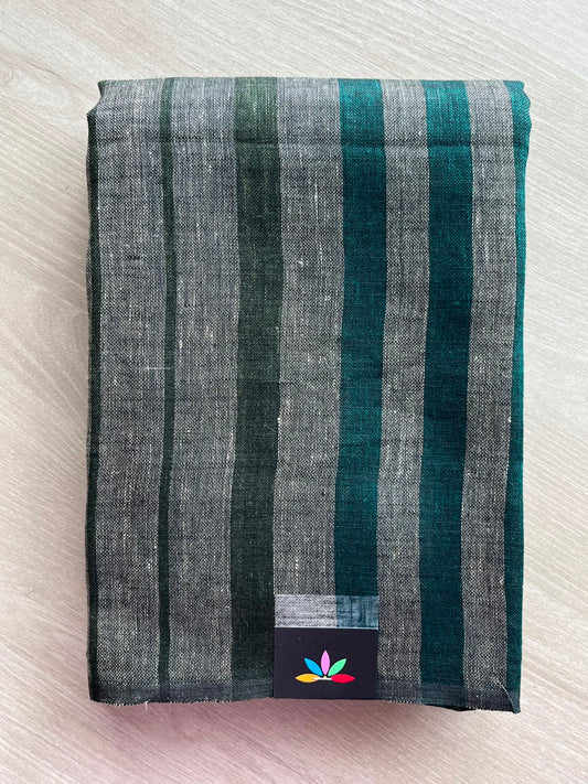 Multi Color Stripes Simple Linen Saree - 33792-33793