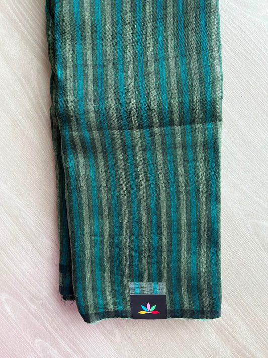 Multi Color Stripes Simple Linen Saree - 33797