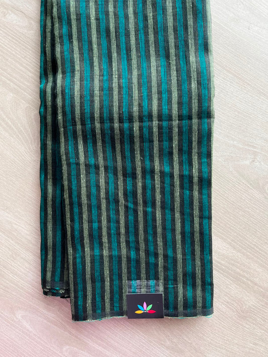 Multi Color Stripes Simple Linen Saree - 33799