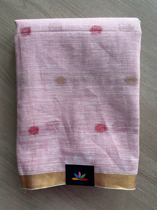 Soft Pink Simple Linen Saree - 33813