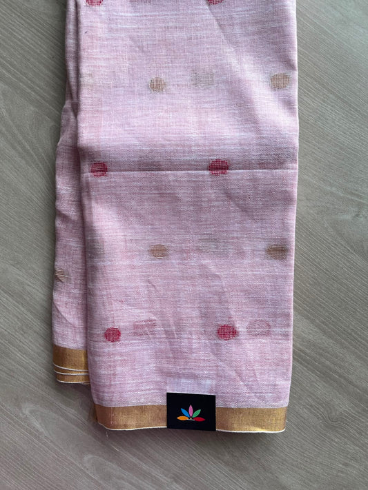 Soft Pink Simple Linen Saree - 33813