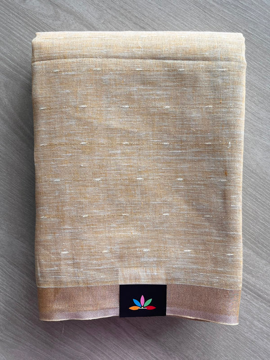 Light Brown Simple Linen Saree - 33816