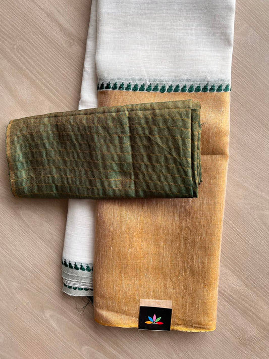 Simple Linen Saree - 33819