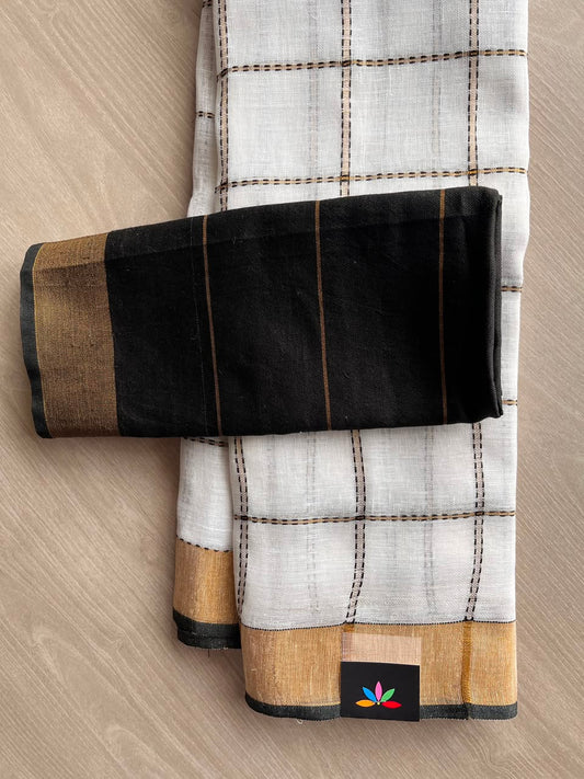 Simple Linen Saree - 33820