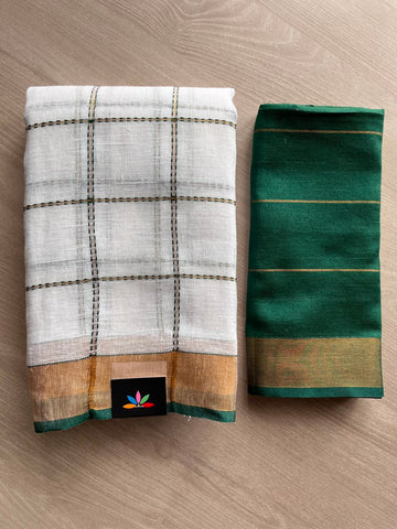 Simple Linen Saree - 33821