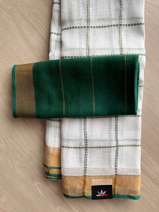 Simple Linen Saree - 33821