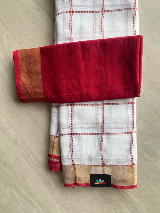 Simple Linen Saree - 33822
