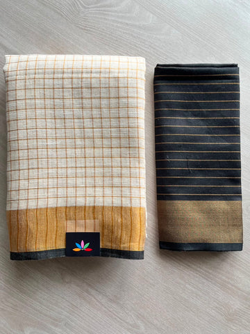 Simple Linen Saree - 33823