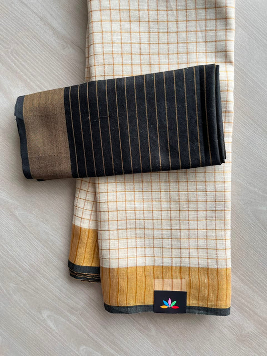 Simple Linen Saree - 33823