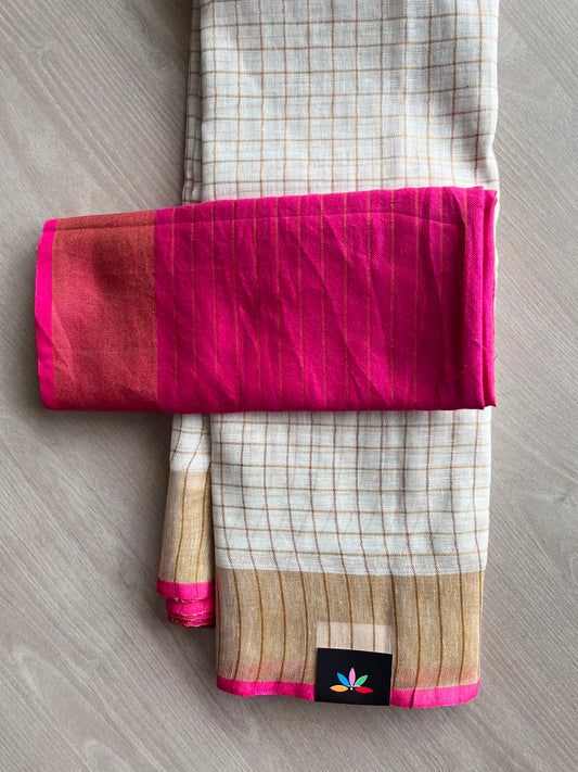 Simple Linen Saree - 33824