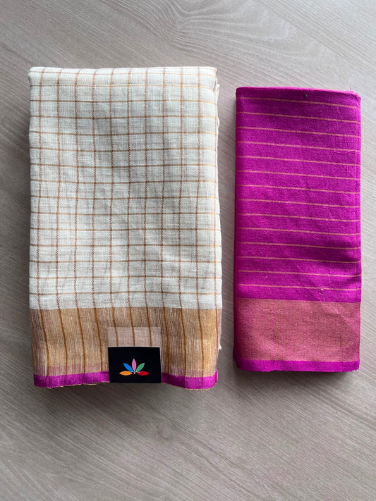 Simple Linen Saree - 33826