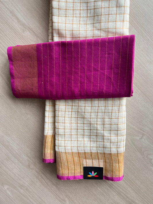 Simple Linen Saree - 33826