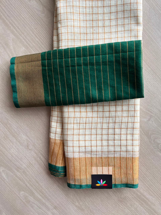 Simple Linen Saree - 33827