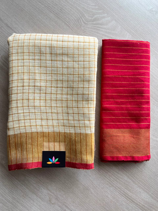 Simple Linen Saree - 33828