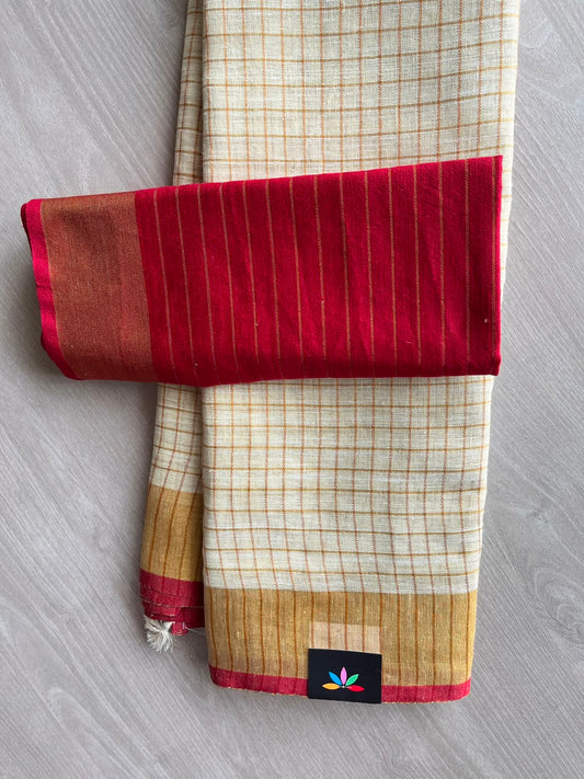 Simple Linen Saree - 33828