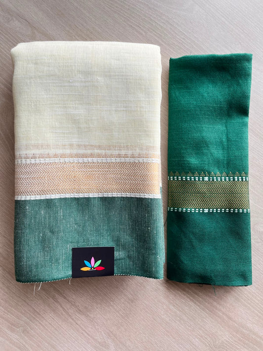 Simple Linen Saree - 33829-33831