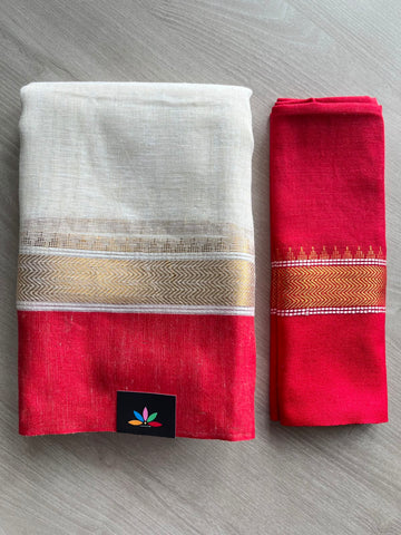 Simple Linen Saree - 33832-33833