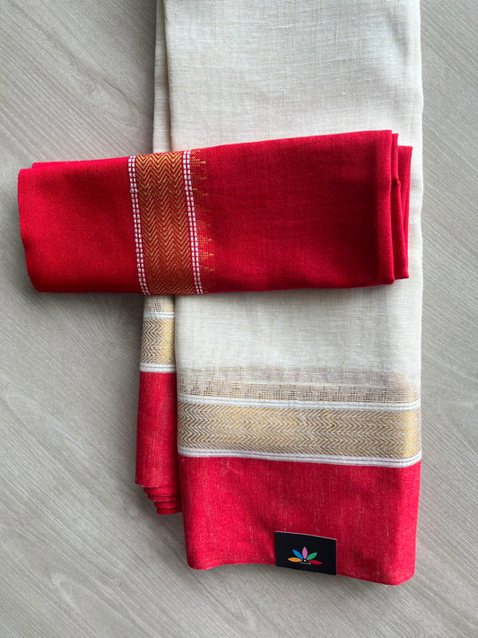 Simple Linen Saree - 33832-33833