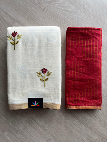 Exclusive Embroidered Linen Saree - 33841