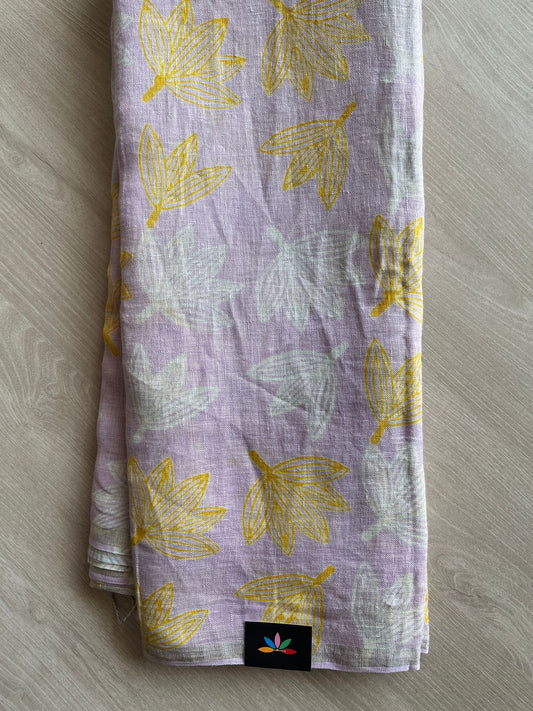 Designer Handblock Printed Fine Linen Saree-28468