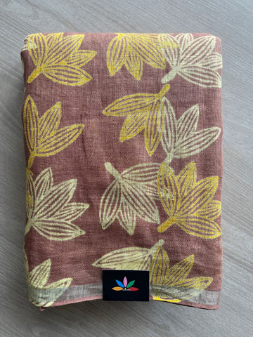 Designer Handblock Printed Fine Linen Saree-28471