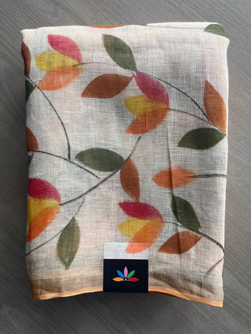 Designer Handblock Printed Fine Linen Saree - 32041