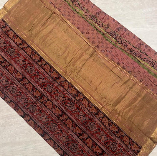 Handblock printed handloom mangalagiri cotton saree  -2811