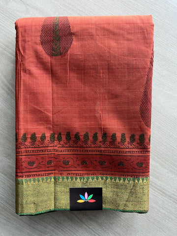 Handblock Printed Mangalagiri Cotton Saree - 32103