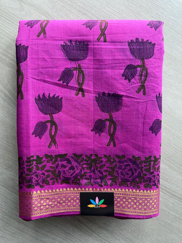 Handblock Printed Mangalagiri Cotton Saree - 32105