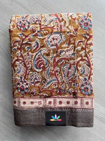 Handblock Printed Mangalagiri Cotton Saree - 32106