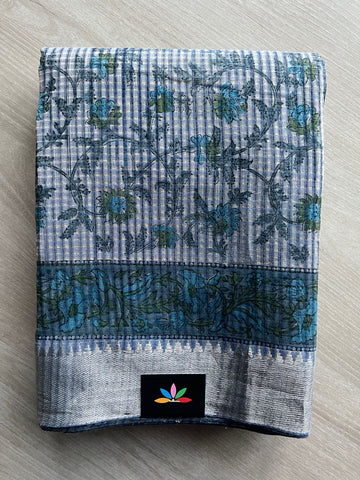 Handblock Printed Mangalagiri Cotton Saree - 32115