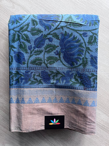 Handblock Printed Mangalagiri Cotton Saree - 32117