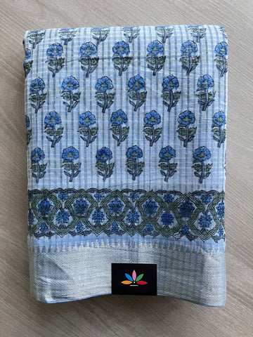 Handblock Printed Mangalagiri Cotton Saree - 32118