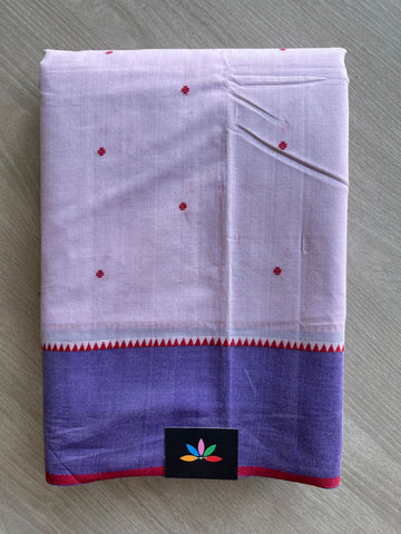 Contrast Border Dot Butta Handloom Mangalagiri Cotton Saree - 32119