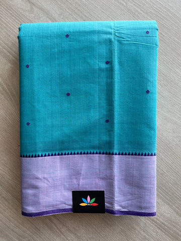 Contrast Border Dot Butta Handloom Mangalagiri Cotton Saree - 32120