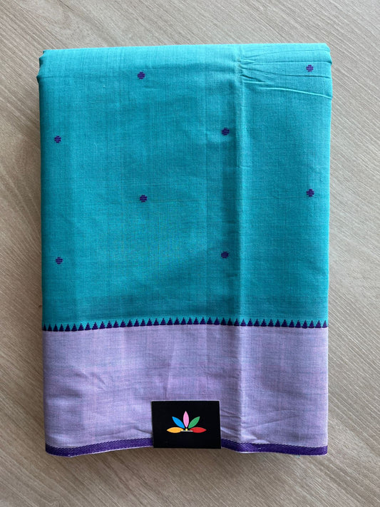Contrast Border Dot Butta Handloom Mangalagiri Cotton Saree - 32120